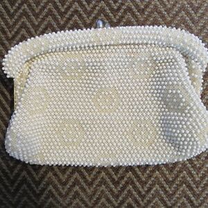 Vintage Beaded Clutch with Optional Chain Handle and Snap Closure
